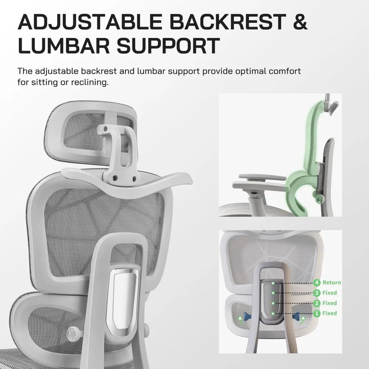 mesh ergonomic office chair with footrest - ElectronAge