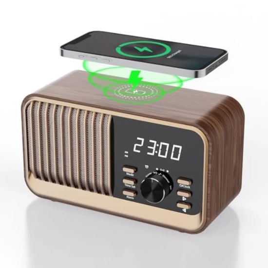 Alarm Clock Radio with Fast Wireless Charging - ElectronAge