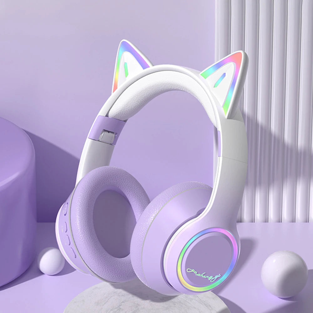 QearFun RGB Cat Ear Bluetooth Headphones - ElectronAge