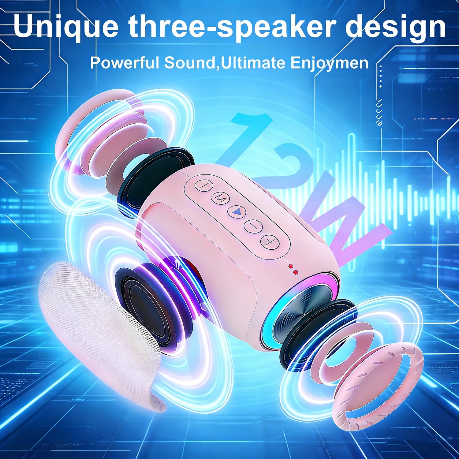 Pink Wireless Speaker with Colorful Lights - ElectronAge