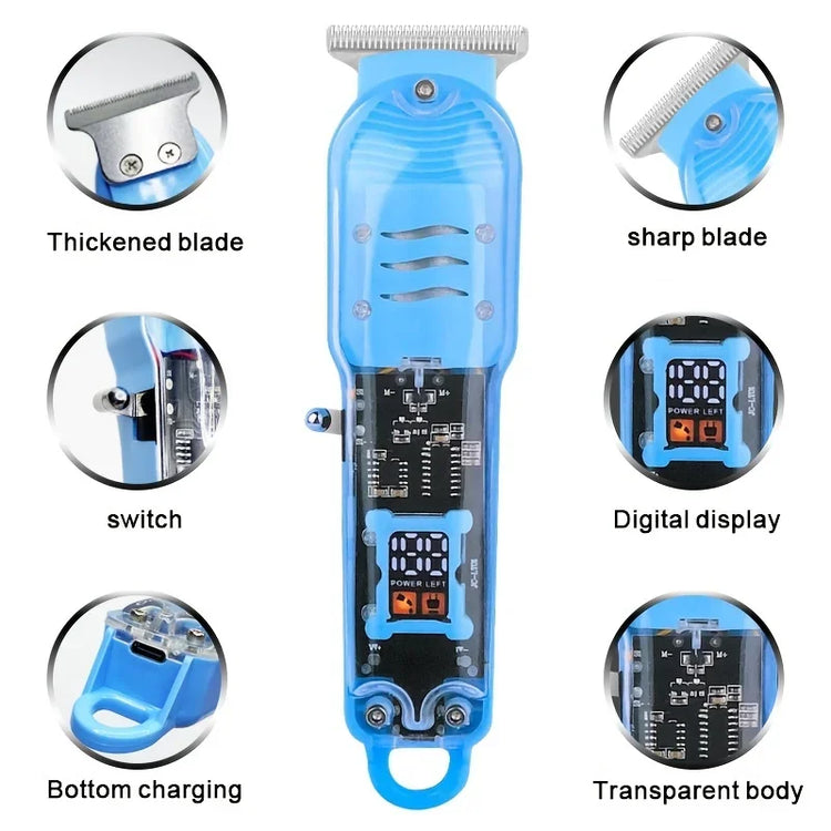 Transparent Body Electric Hair Clipper for Men - ElectronAge