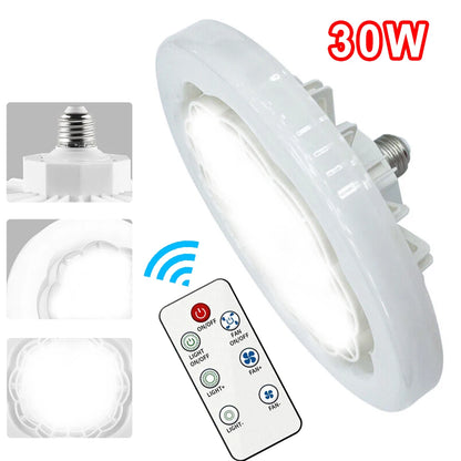 Smart Ceiling Fan with LED Light & Remote Control E27 Convertible Base for Living Room Home Decor Auto Speed Adjust