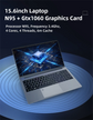 15.6" Slim Gaming Laptop Intel N95 GTX1060 Portable Laptops notbook computer pc Keyboard Backlight  Windows 11 cheap price deals