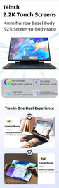 Ram 16GB - 2TB SSD Intel® Processor N95 PC+PAD 14" IPS Touch Scree Windows 11 Computer Wifi BT Gaming Laptop