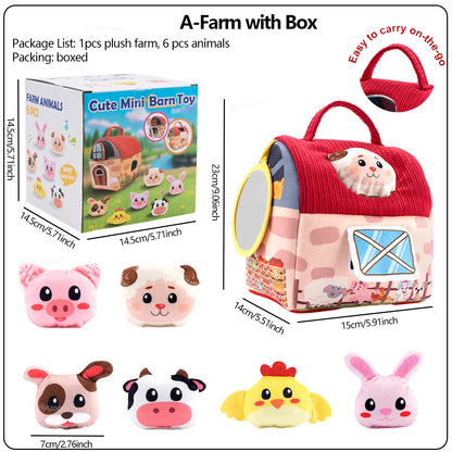 Soft Plush Baby Tissue Box Toys Animals Farm with Sound Montessori Toys Early Education Sensory Toy Boy Girl Infant Newborn Gift