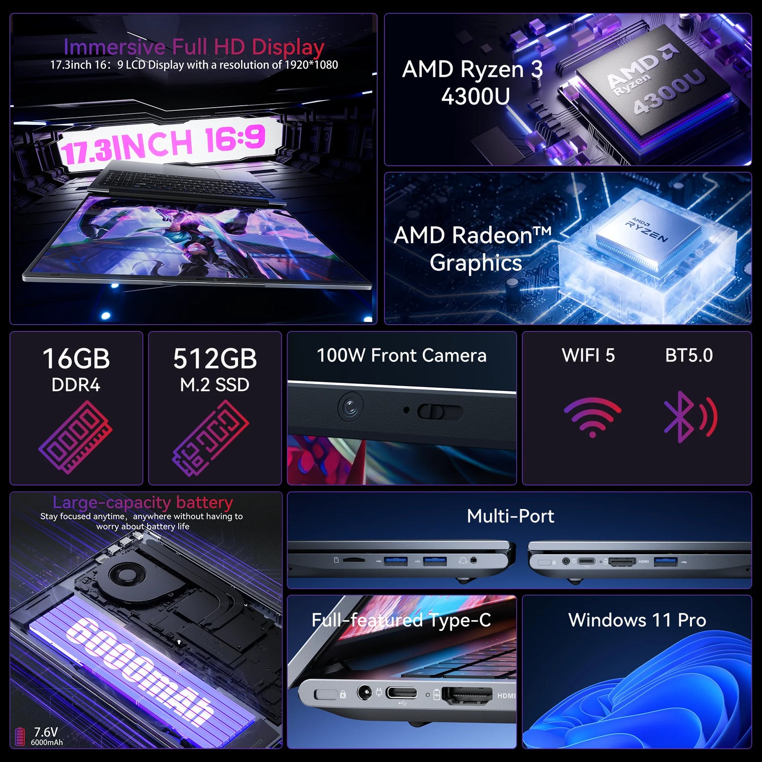 ACEMAGIC AX17Pro Laptop Computer - 17.3 IPS Display