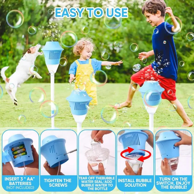 Automatic Handheld Bubble Machine for Kids, Bubble Maker Spring Summer Toys with Lights, Outdoor Rechargeable Blower Best Easter Gift for Children - ElectronAge