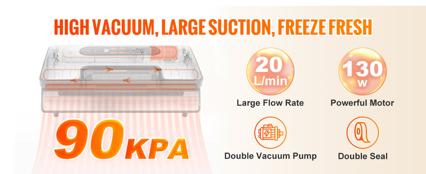 SucceBuy 90Kpa 130W Vacuum Sealer Food Packaging Machine with Free 10pcs Vacuum bags for Household Kitchen Vacuum Food Sealing - ElectronAge